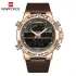 NAVIFORCE NF9164 Fashion Watches for Men Leather Sport Dual Display Quartz Wrist Watch Military Waterproof Luminous Clock